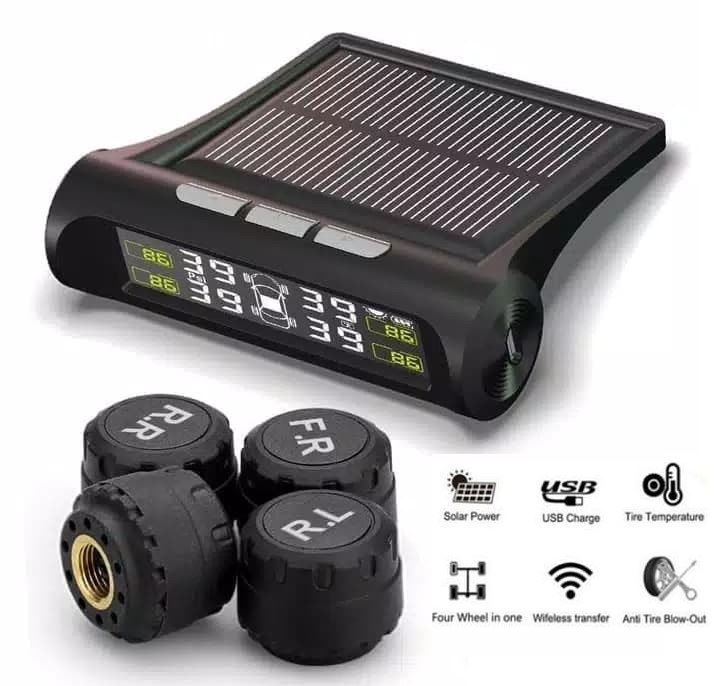 AM-45 Monitoring Pengukur tekanan Angin Ban Mobil Real Time TPMS Solar Power Deteksi tekanan Angin Mobil External Sensor