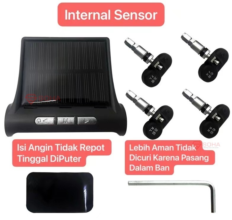 AM-45 Internal Sensor Monitoring Pengukur tekanan Angin Ban Mobil Real Time TPMS Solar Power Deteksi tekanan Angin Mobil Internal Sensor