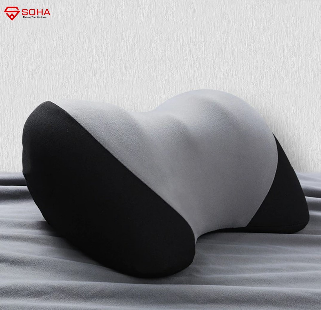 AM-38 Abu-abu Bantal Sandaran Kepala Kursi Mobil Headrest Anti Pegal Bahan Memory Foam Busa Lumbar Kapas Lembut Nyaman di Leher & Kepala Car Pillow