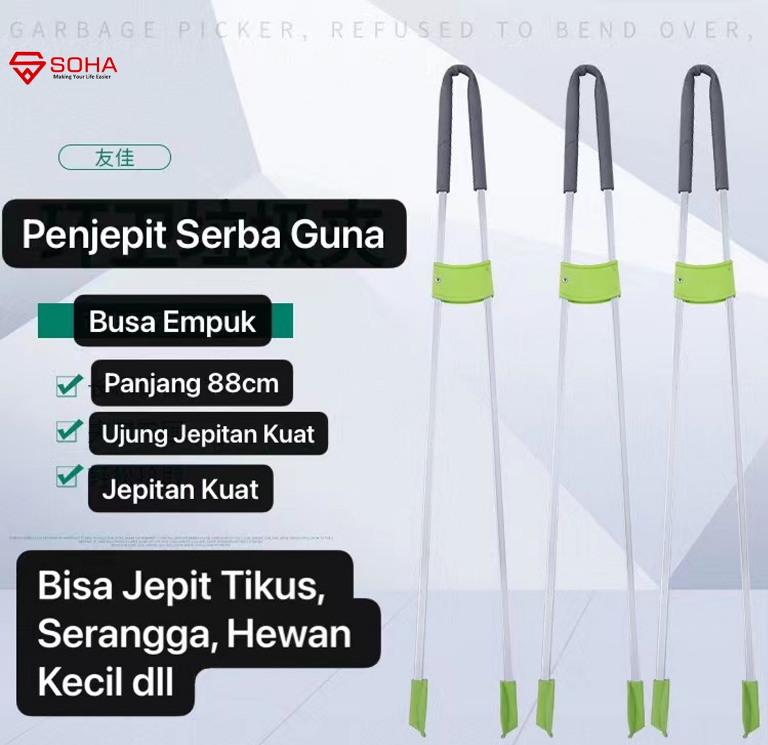 PCK-07 Alat Penjepit Barang Serbaguna Panjang 88cm Jepit Sampah Grab Stick Bahan Aluminium Alloy Mungut Sampah Tangkap Tikus Serangga / Hewan Kecil