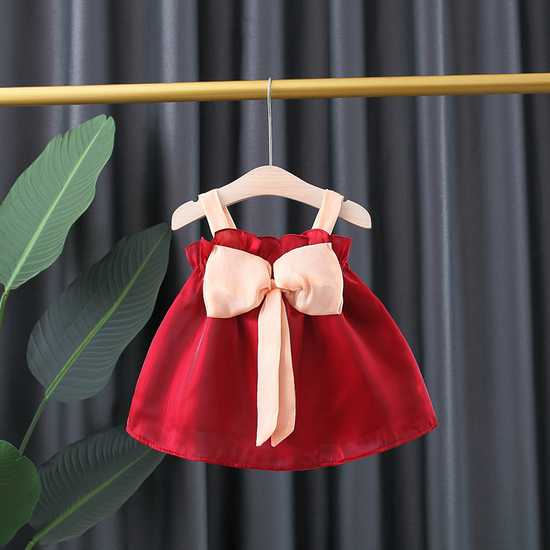 BY-18 Dress Bayi Red Pesta / Gaun anak perempuan Design Elegan Cocok Untuk Tempat Pesta Kualitas Bahan Import Bahan Lembut dan Nyaman diPakai Lama