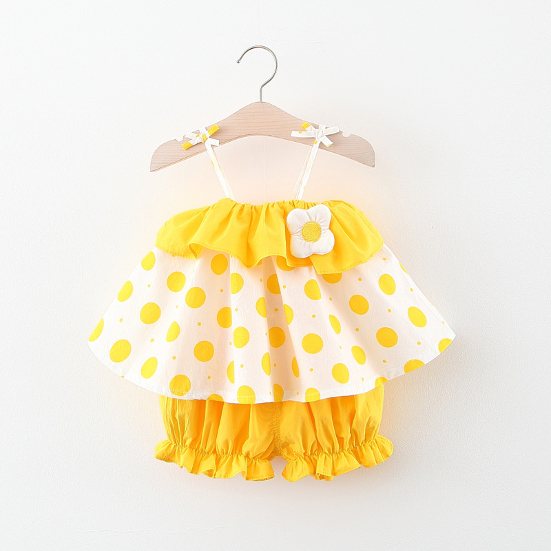 BY-10 Dress Bayi Design Polkado Kuning Telur / Setelan Baju Celana Bayi / Baju Anak Perempuan Import Premium Korea Sangat Imut dan Lucu Sek