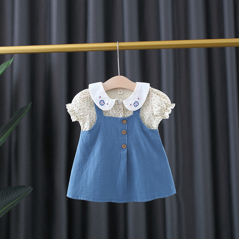 BY-11 Baju Bayi Design Setelan Jeans Kerah Dress Bayi / Gaun bayi / Baju Anak Perempuan Import Premium Korea