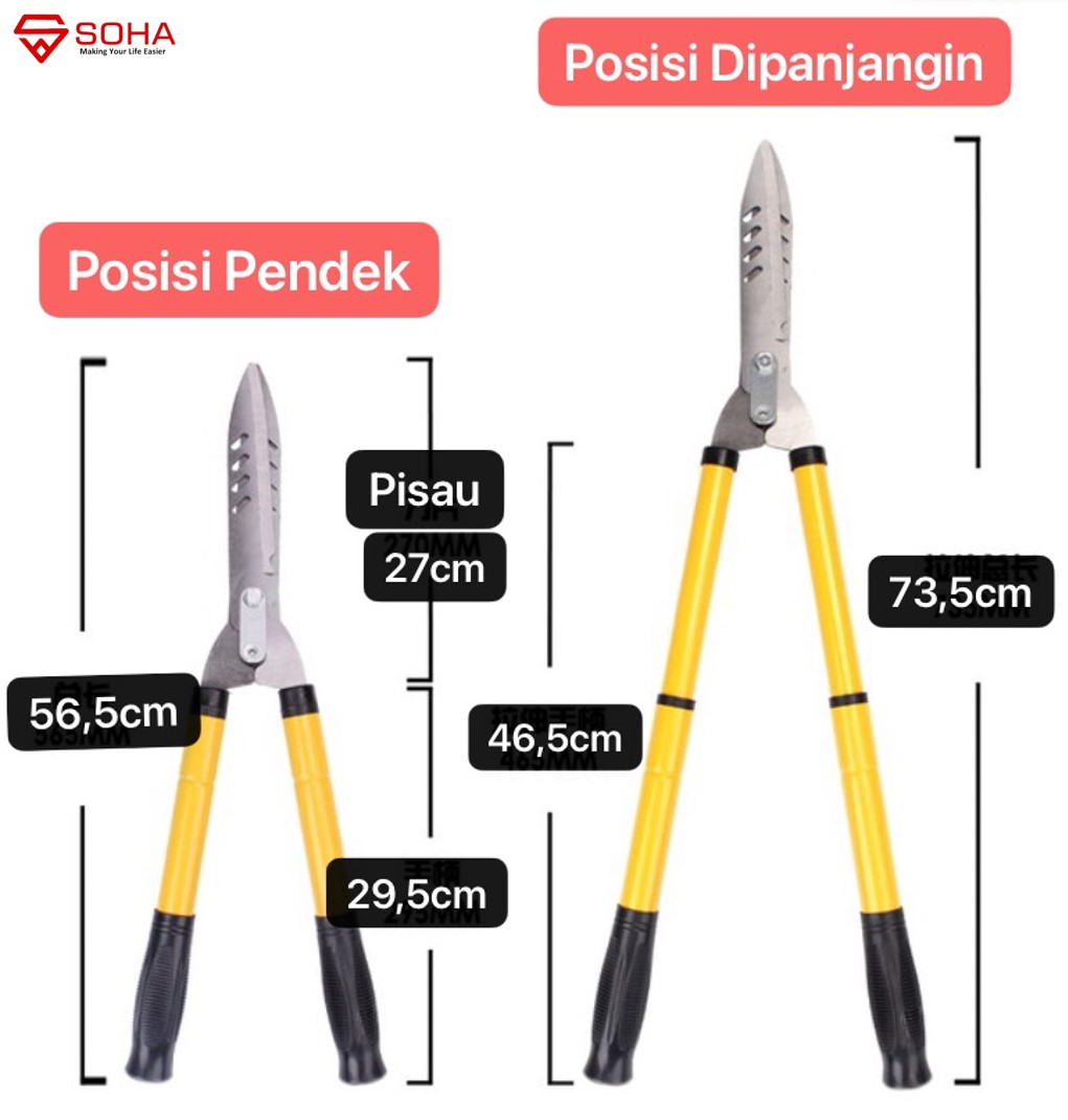 TK-11 Hedge Shears Gunting Rumput Dahan Pohon Gunting Taman Bahan Besi Tajam Gunting Rumput Pagar Alat Berkebun Ranting Pohon Hedge Clippers