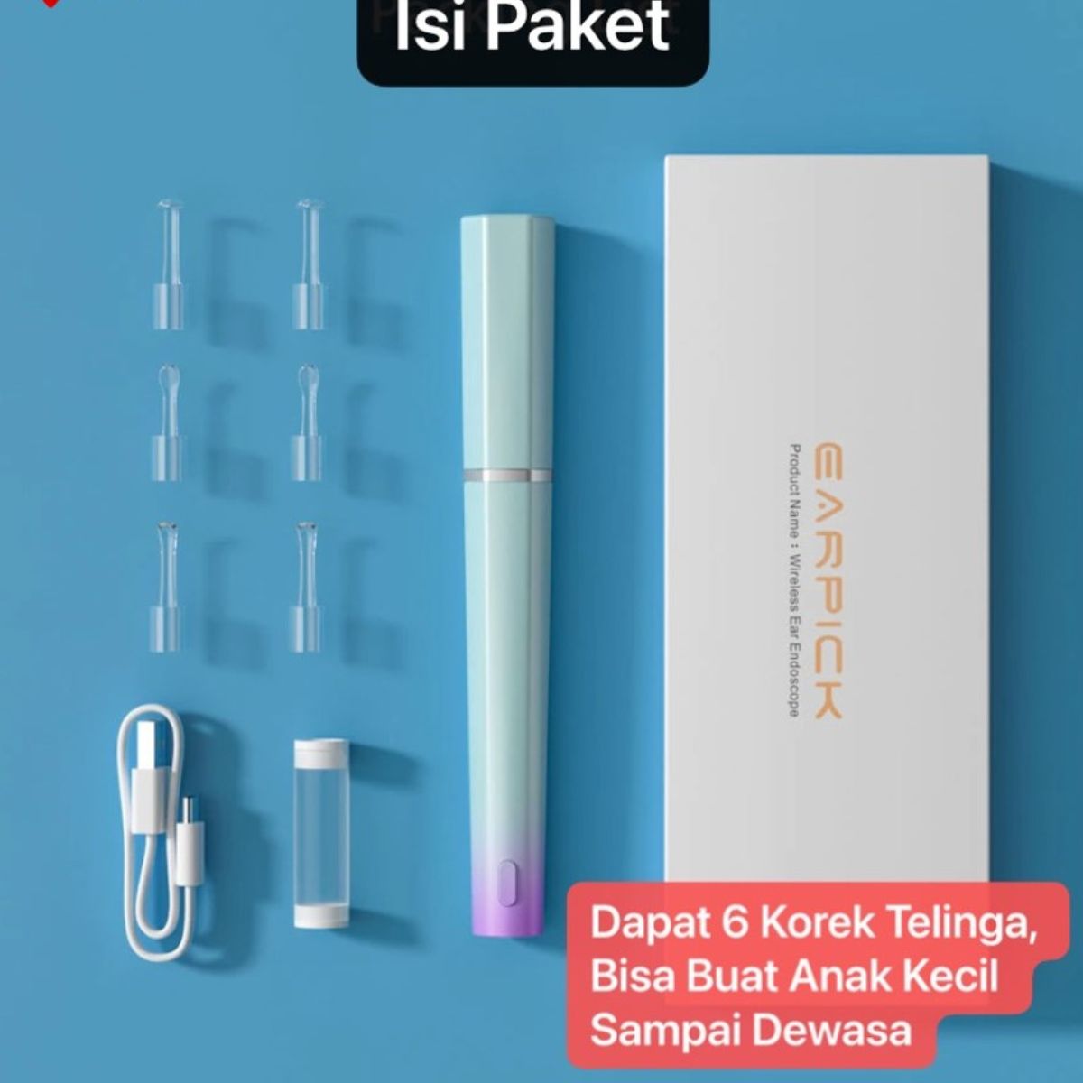 P40 Toska Endoscope Ear Cleaning Spoon WIFI Earpick Korek Kuping IOS Android Pembersih Endoskopi Telinga Visual HD 5MP Pembersih Rechargeable