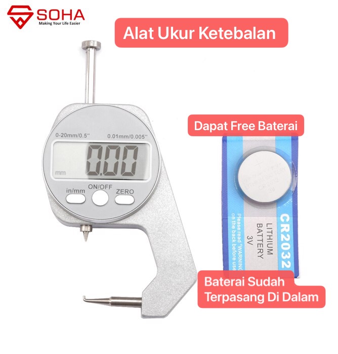 TK-10 Dial Digital Thickness gauge Alat Ukur Ketebalan Pipa Tabung / Curved Tip Pipe Gage Alat Ukur Ketebalan Hollow atau Logam Bentuk Bulat