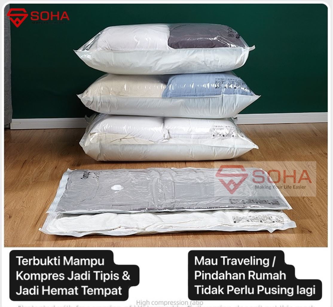 VB-08 70x50 Plastik Vakum Baju Kompres Baju Bantal Selimut / Plastic Vacuum Storage compression Bag Plastic Kantong Travel Bag Kompresi