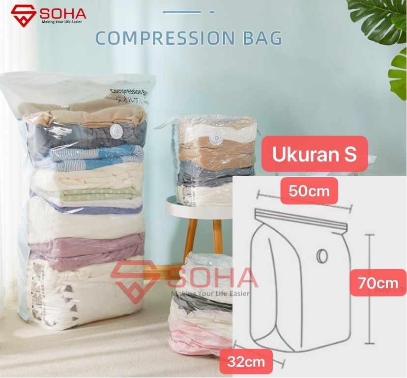 VB-09 70x50x32 Plastik Vacum Baju Kompres Seprei Bantal Selimut / Plastic Vacuum Storage compression Bag Plastic Kantong Travel Bag Kompresi Vacum