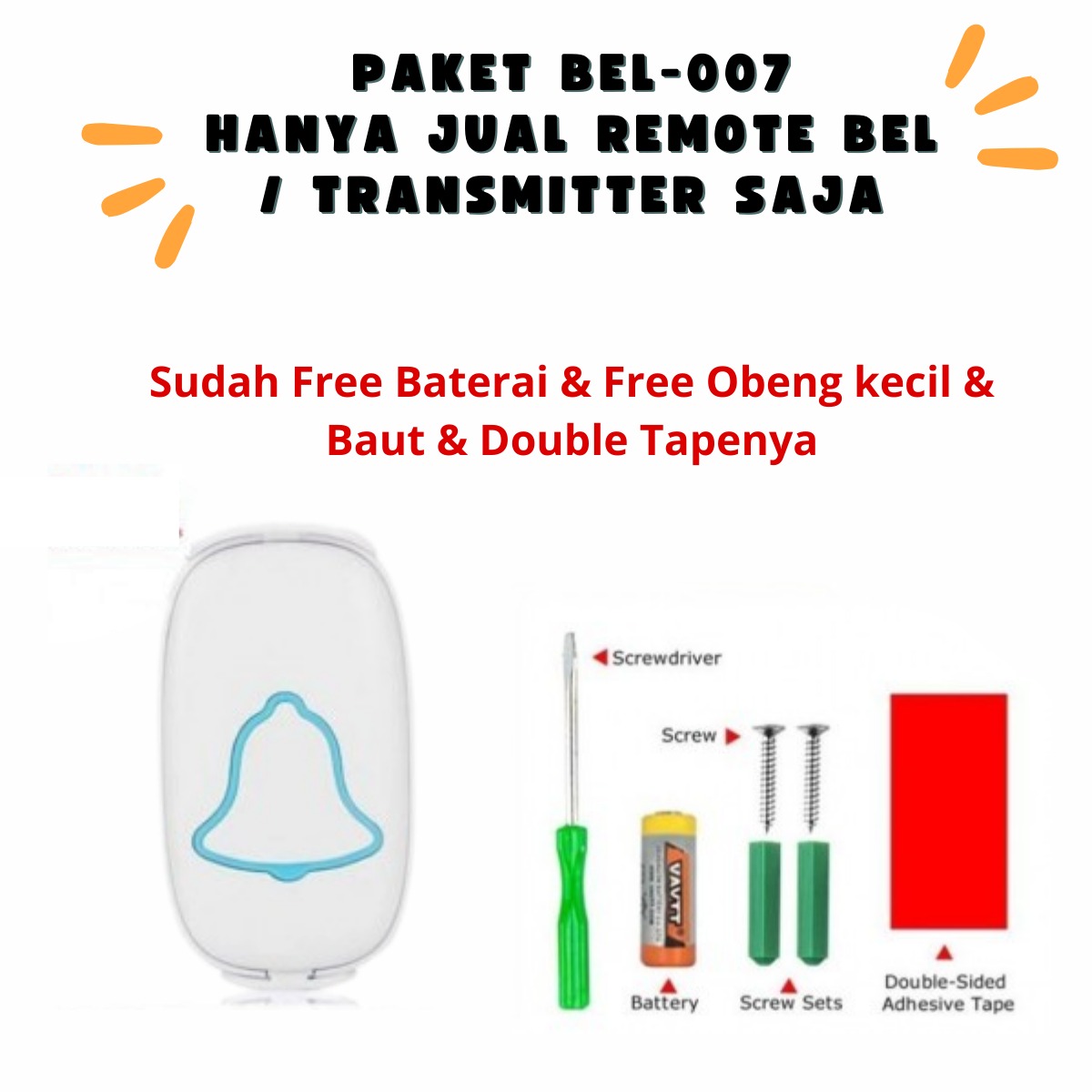 BEL-007 Jual Remote Bel Rumah Remote Untuk Bel Pintu Rumah / Remote Door Bell House