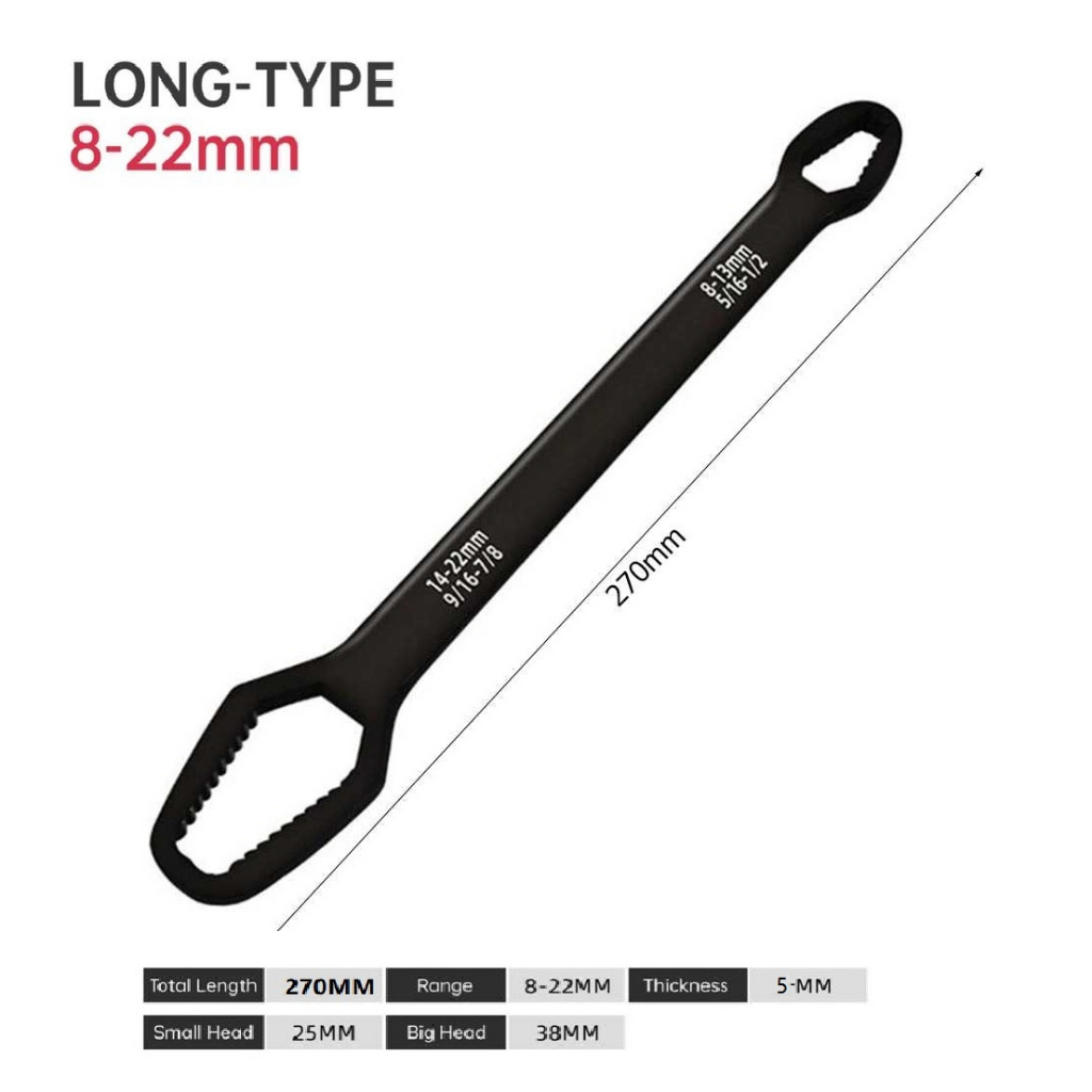 TK-20 Hitam Kunci Ring Double Head Universal Torx Wrench Kunci Pas Multifungsi Universal Kepala Ganda Pengencang Otomatis 1 Kunci Inggris Multifungsi