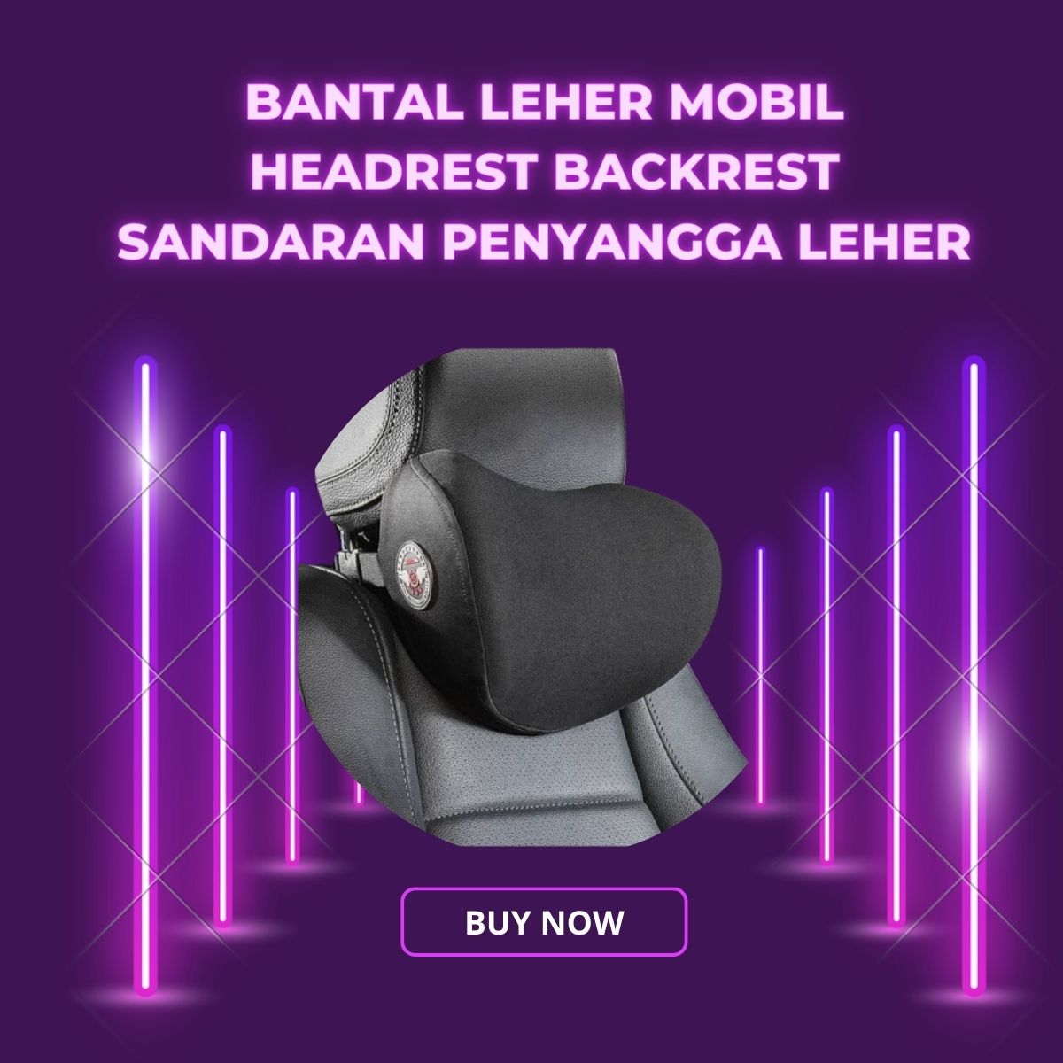 AM-65 Bantal Leher Mobil Headrest Backrest Sandaran Penyangga Leher Punggung Kursi Jok Mobil Car Neck Pillow Memory Foam High Quality