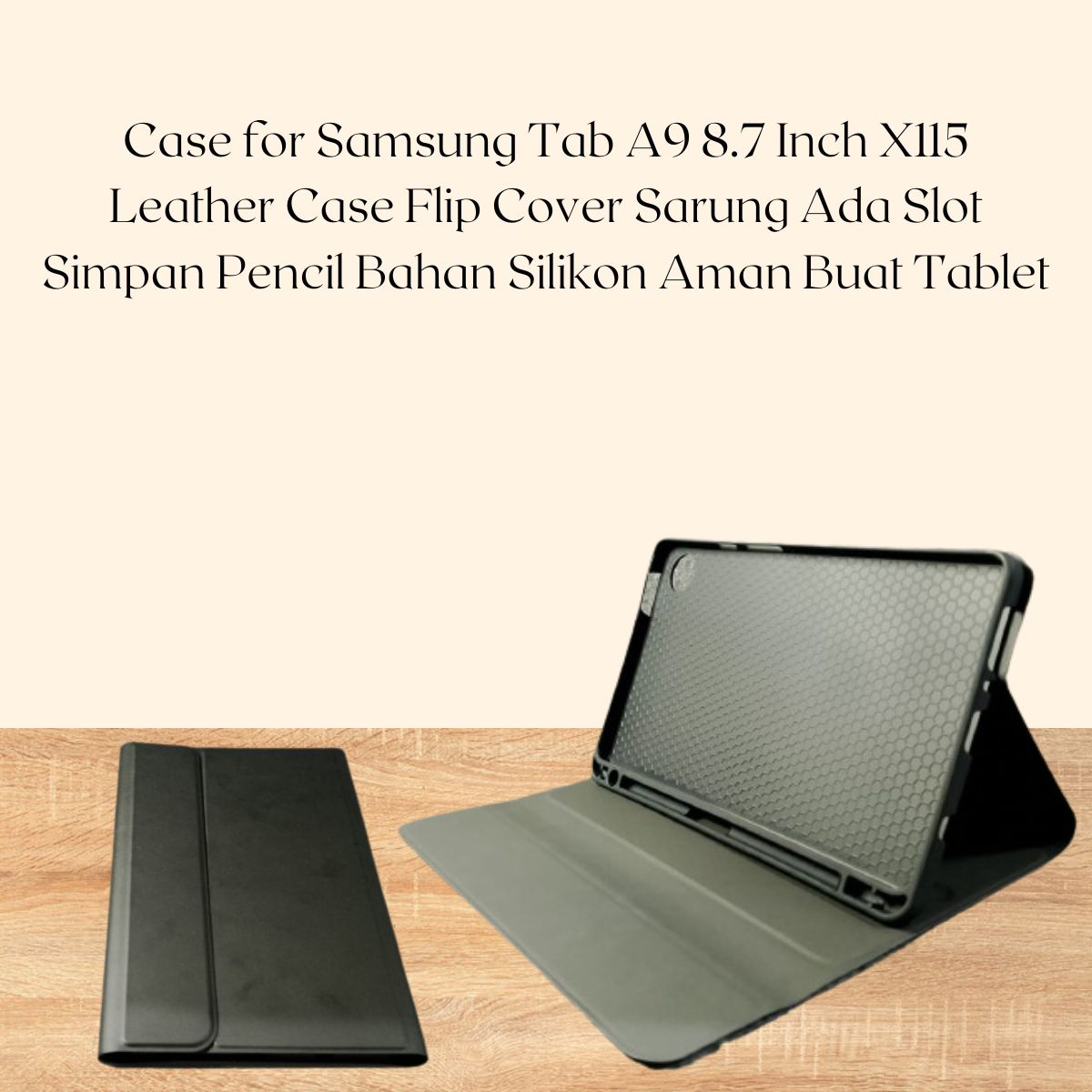 SL-03 Case for Samsung Tab A9 8.7 Inch X115 Leather Case Flip Cover Sarung Ada Slot Simpan Pencil Bahan Silikon Aman Buat Tablet