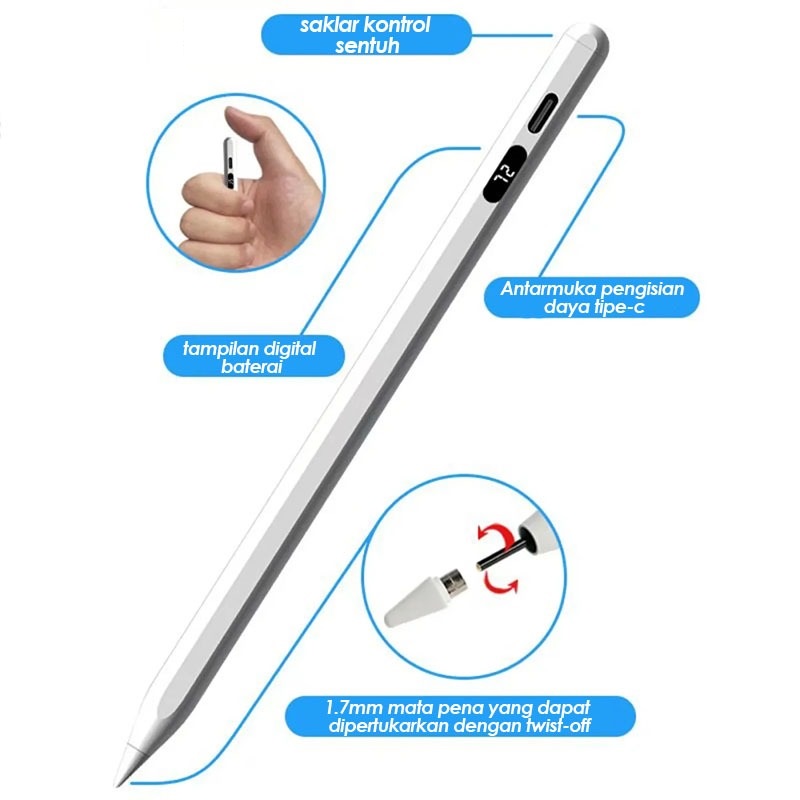 STY-030 Stylus Pen Universal IOS Android LED display for Ipad Samsung Mobile phones Tablets Rechargeable