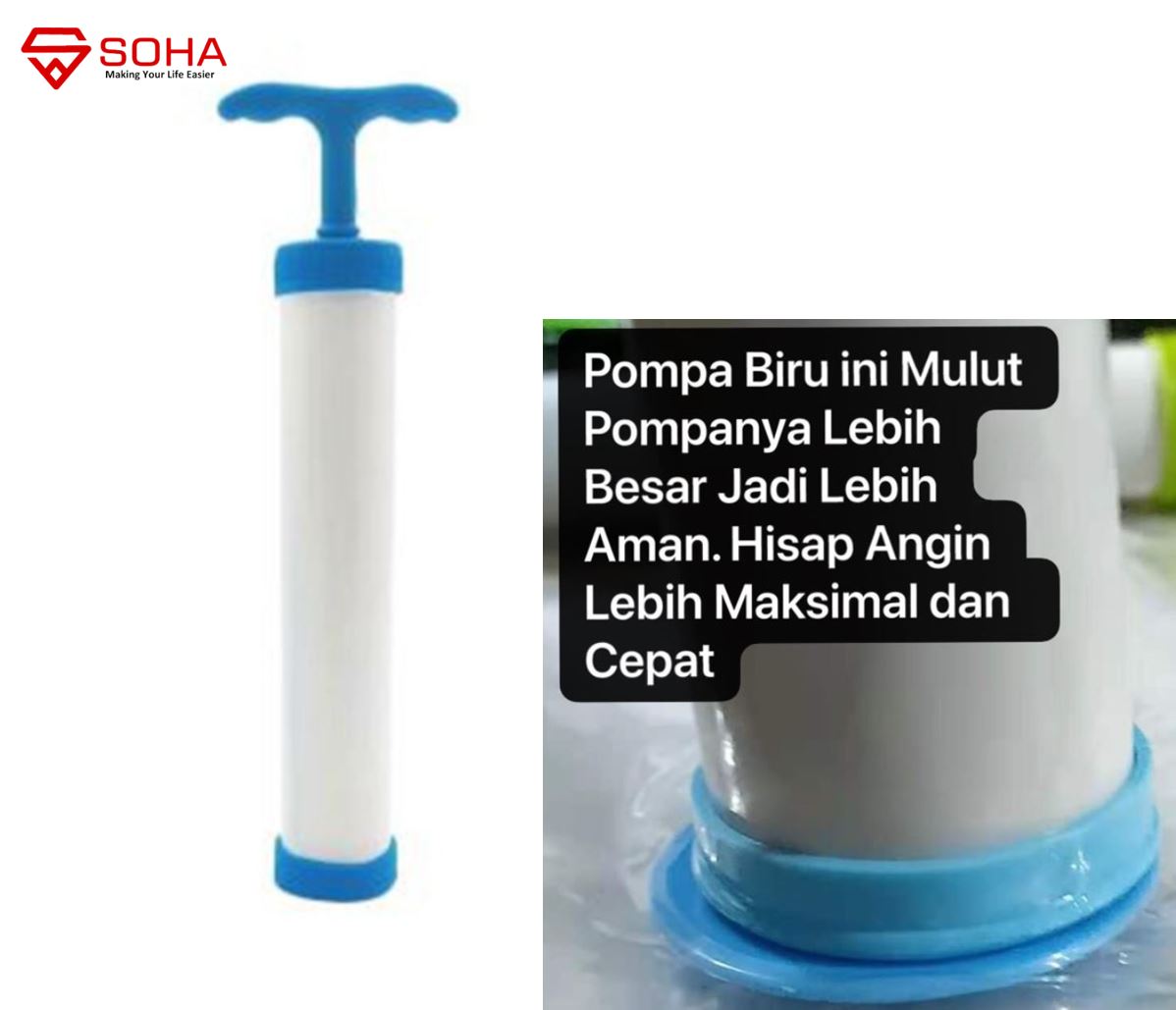 MVS-12 Warna Biru Alat Pompa Tangan Manual SEDOT Vacuum Bag Hand Pump Kantong Vakum Plastik Baju Pakaian