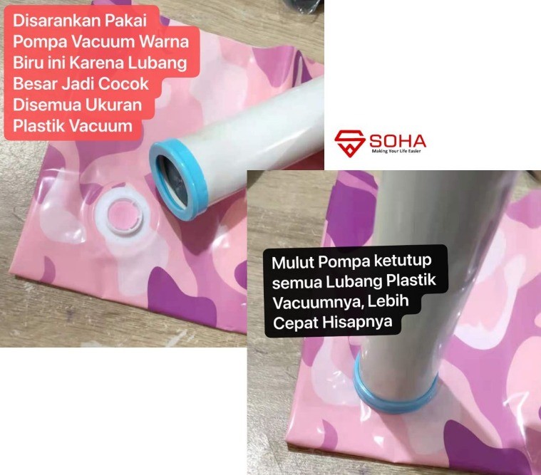 MVS-12 Warna Biru Alat Pompa Tangan Manual SEDOT Vacuum Bag Hand Pump Kantong Vakum Plastik Baju Pakaian