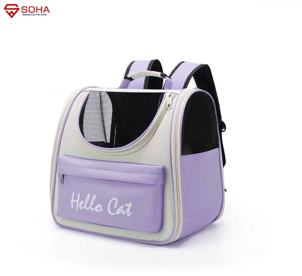 AHP-02 Ungu Tas Ransel Pet Hewan Kucing Anjing Tas Pet Cat Doggie Bag Travel Pet Cargo Bahan Waterproof & Transparan