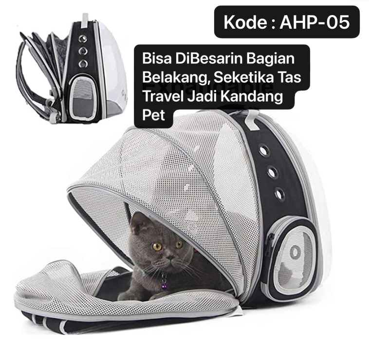 AHP-05 Hitam Tas Pet Astronot Transparant Traveling Ransel Kucing Anjing Hewan Peliharaan Cat Doggie Pet Bag Kapasitas Besar Jadi Kandang Pet