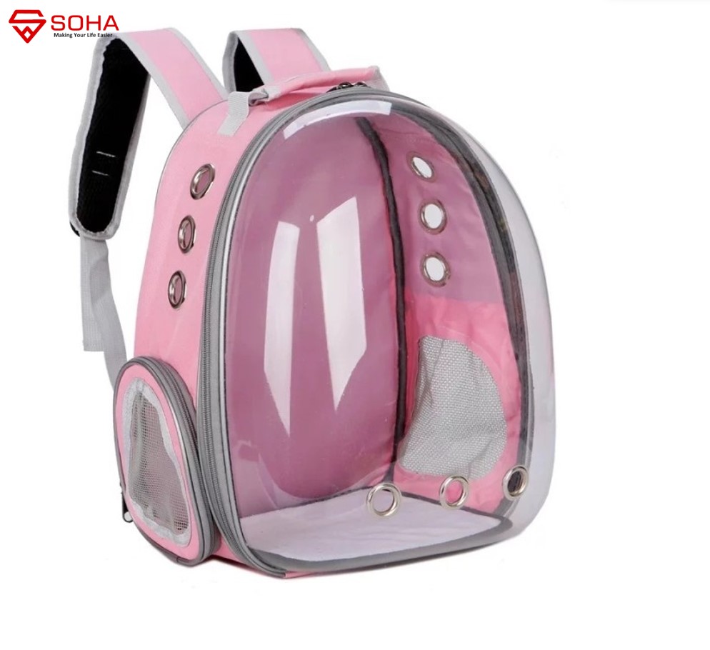 AHP-03 Pink Tas Pet Model Astronot Transparant Traveling Ransel Cocok Kucing Anjing Hewan Peliharaan Cat Doggie / Pet Bag Waterproof Backpack Pet