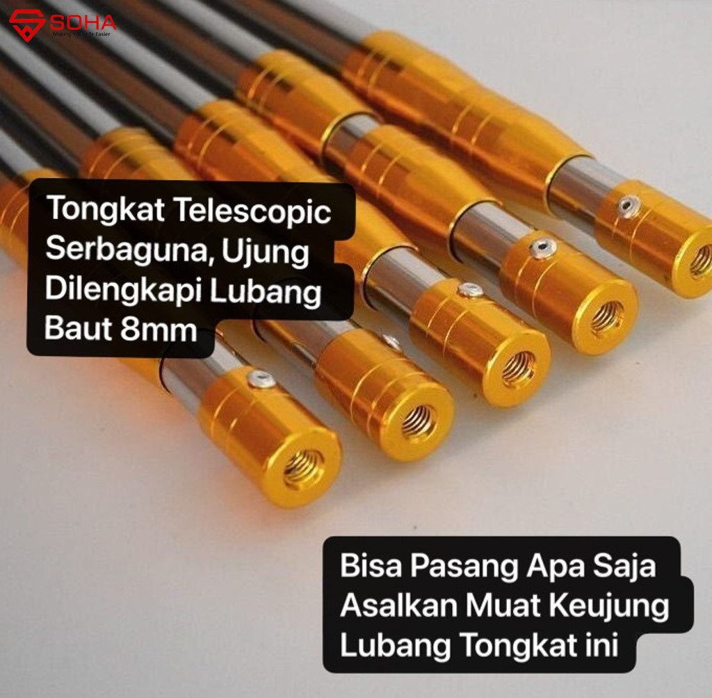 PCK-10 3 Meter Alat Pemetik Buah Tongkat Tinggi Stik Serbaguna Petik Buah Panjang Teleskopik Metal Fruit Picker Bisa Gergaji Potong Ranting