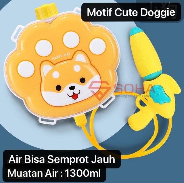 ANK-01 Motif Cute Doggie Pistol Air Ransel Mainan Anak Backpack Water Gun Toys Mainan Pantai Kolam Renang Kado Hadiah Ulang Tahun