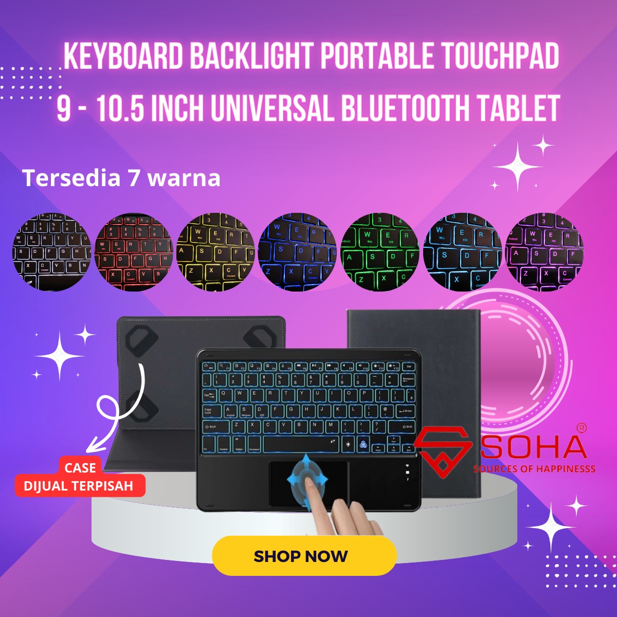 KYB-028 Keyboard Backlight Portable Touchpad 9 - 10.5 INCH Universal Bluetooth Tablet for Windows Smartphone Samsung Huawei Android IOS Ipad Wireless