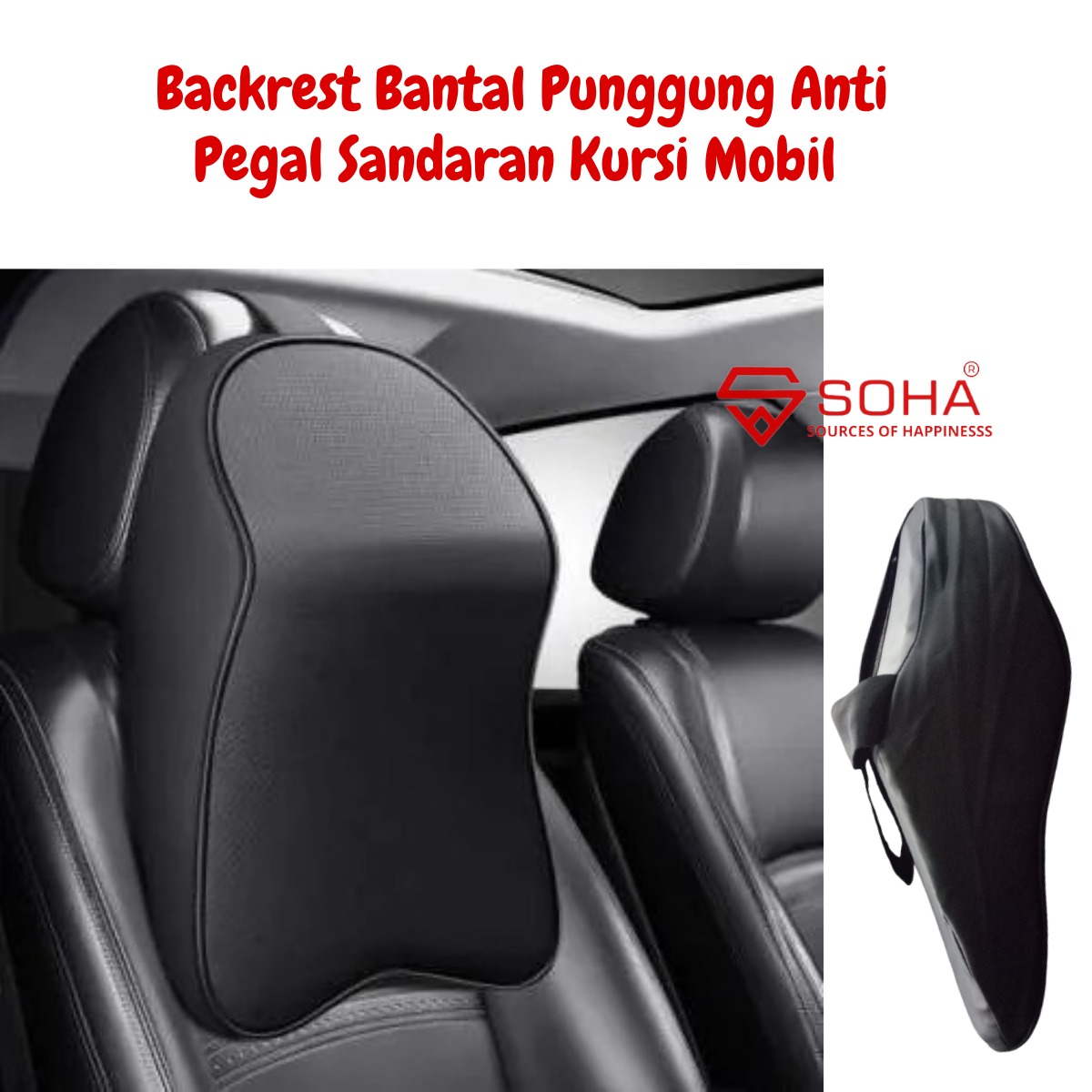 AM-60 Bantal Mobil Leher Kursi Mobil Memory Foam Neck Suport Pillow 3D Besar Headrest Bantal Punggung Anti Pegal Busa Lumbar  Car Backrest
