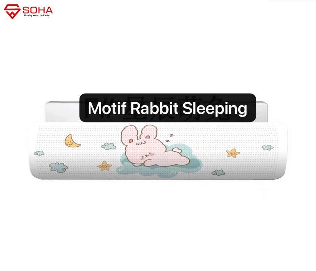 ART-032 Rabbit Sleeping Talang AC Reflektor Penutup penahan hembusan Angin air Screen Cover Motif Gambar Lucu Windshield