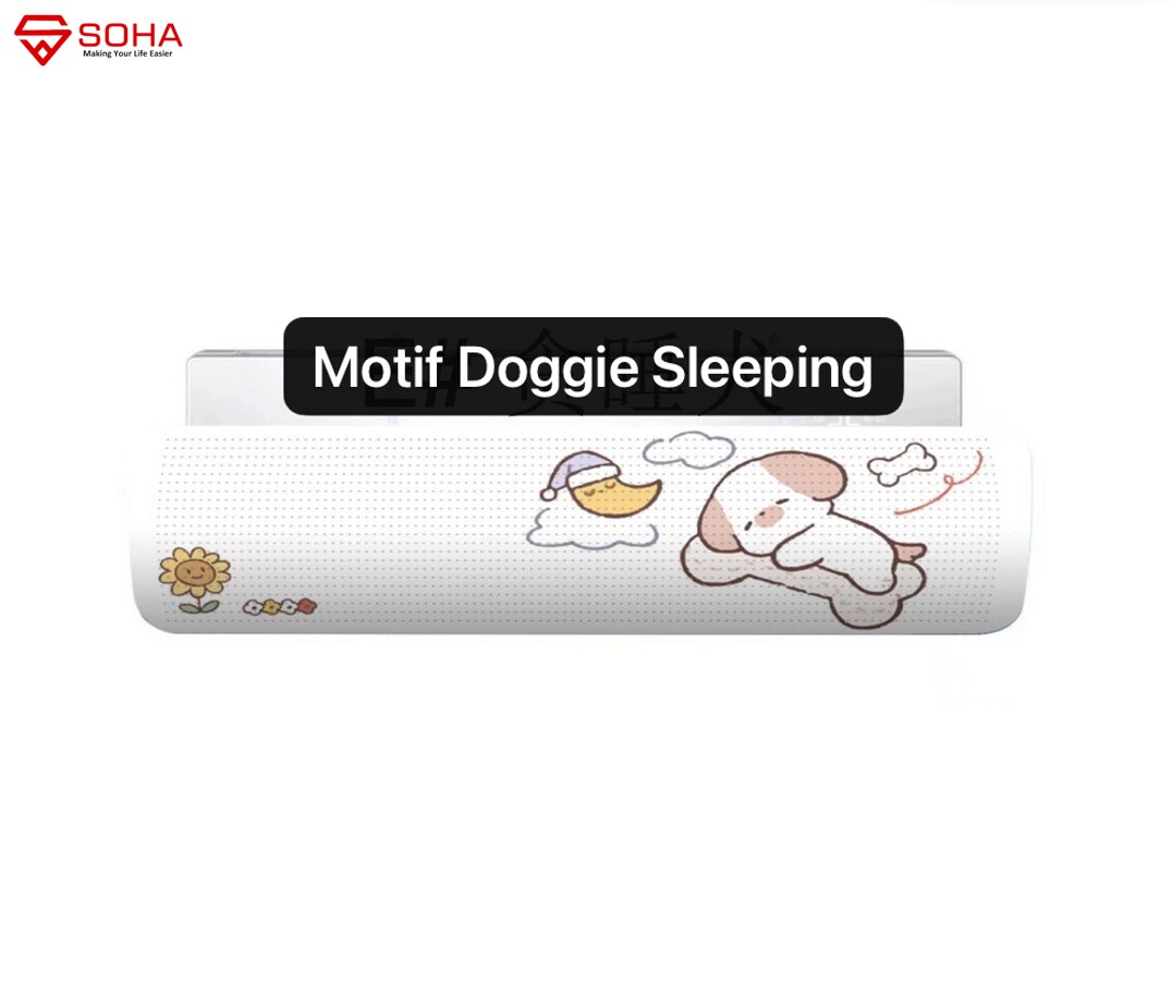 ART-032 Doggie Sleeping Talang AC Reflektor Penutup penahan hembusan Angin air Screen Cover Motif Gambar Lucu Windshield