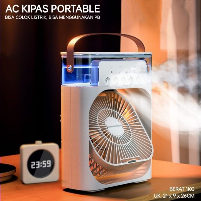 ART-061 Putih Air Cooler Fan V3 Kipas Angin Pendingin Mini AC Spray Air AC Mini Portable LED 600ML Kipas Angin Portable Dingin