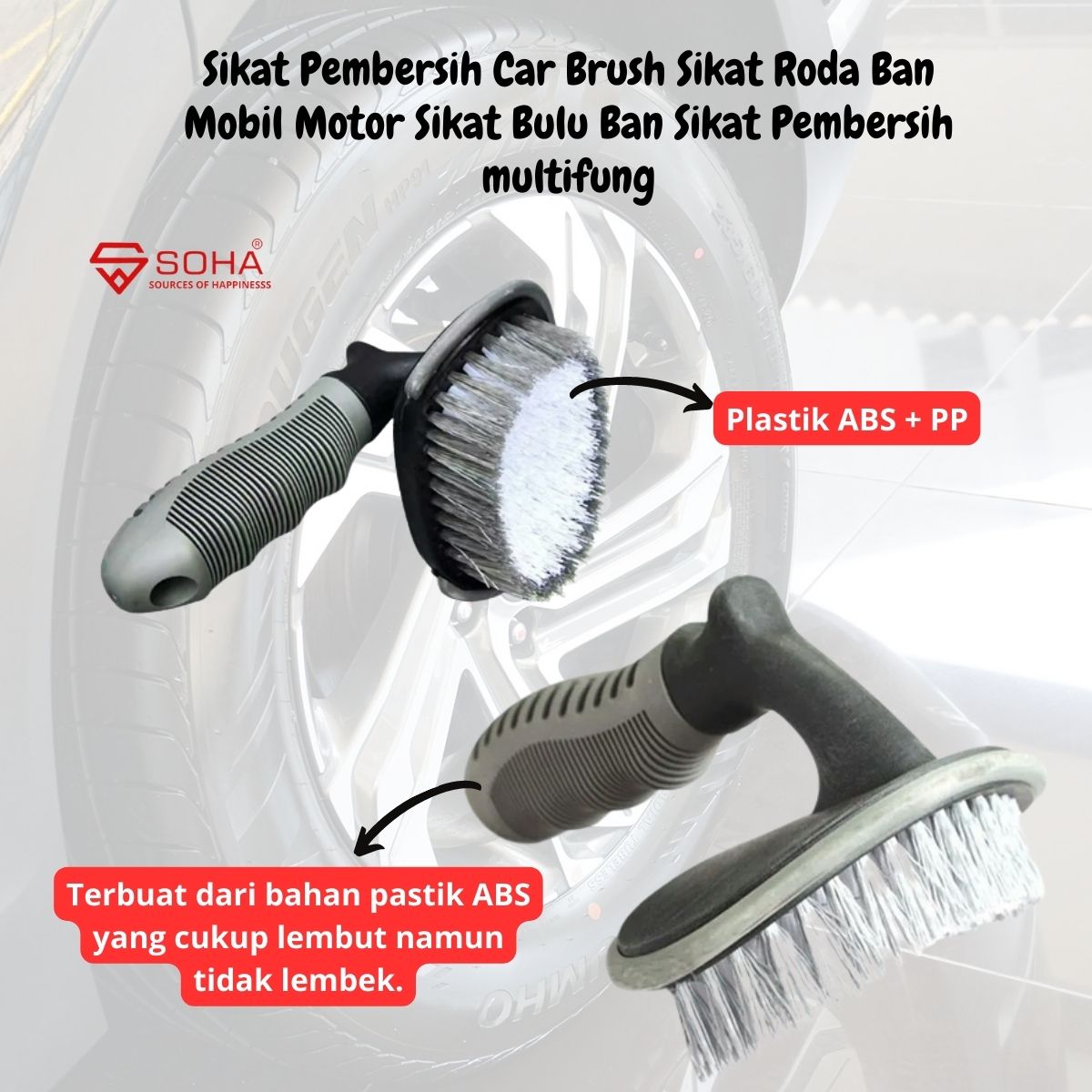 AM-61 Sikat Ban Mobil Pembersih Car Tire Brush Sikat Roda Velg Mobil Motor Sikat Bulu Ban Sikat Pembersih multifungi