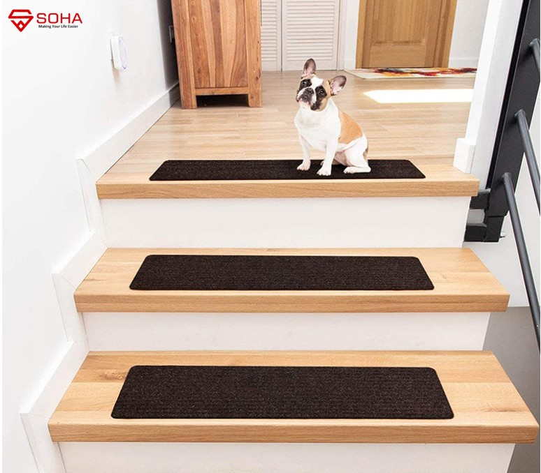 ART-065 Hitam Keset Tangga Anti Licin Karpet Tangga Anti Selip Keset Anak Tangga Tidak Licin Carpet Stair Tread Mats Desain Modern