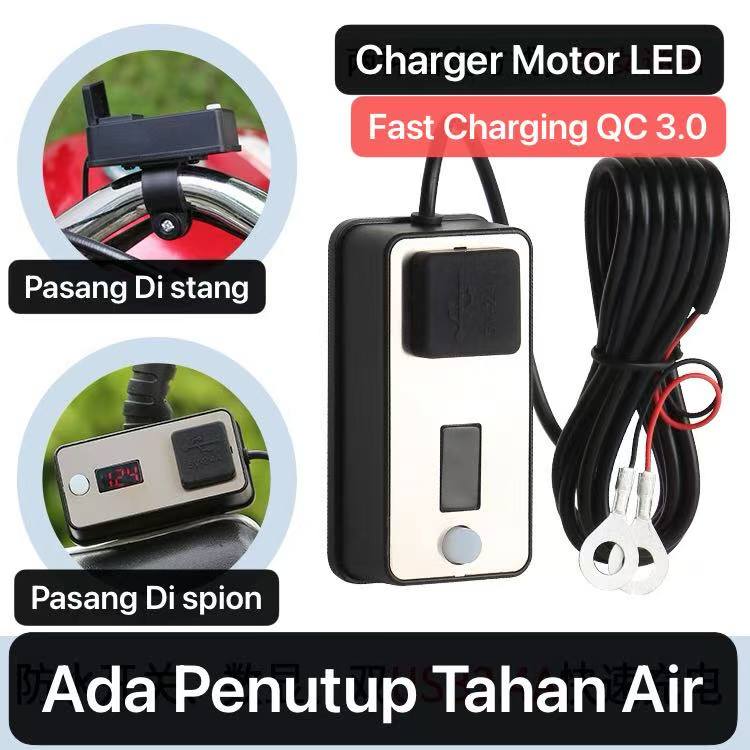 MLD-007 Charger Motor Waterproof Digital Led Display Voltmeter Stang Motor / Spion Motor Cas Aki Motor