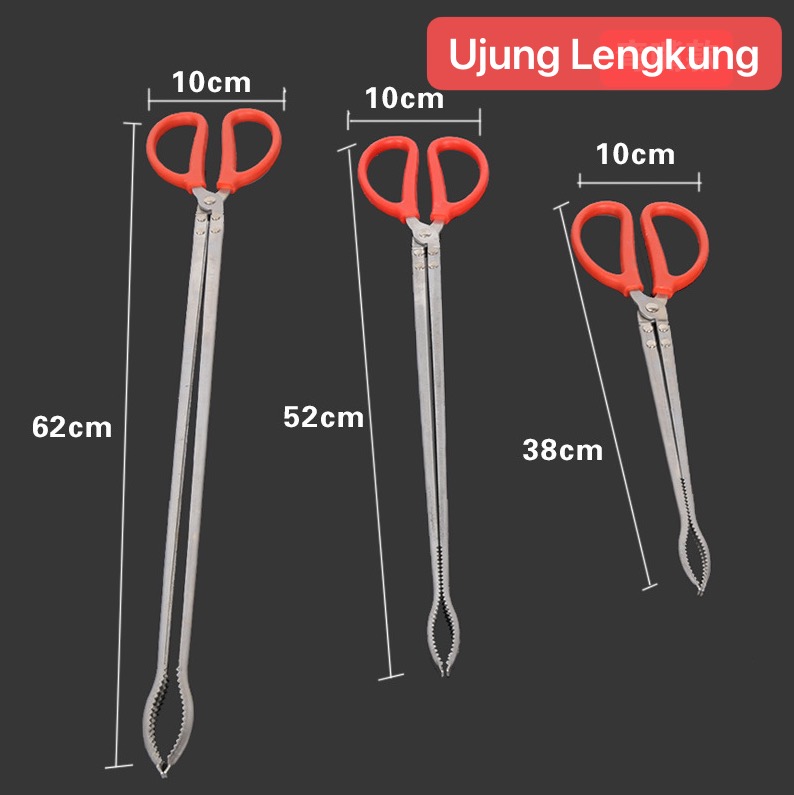 PCK-11 Lengkung 53cm Gunting Capit Crap Tongs Alat Penjepit Barang Gunting Ambil Seafood Kepiting Belut Ikan