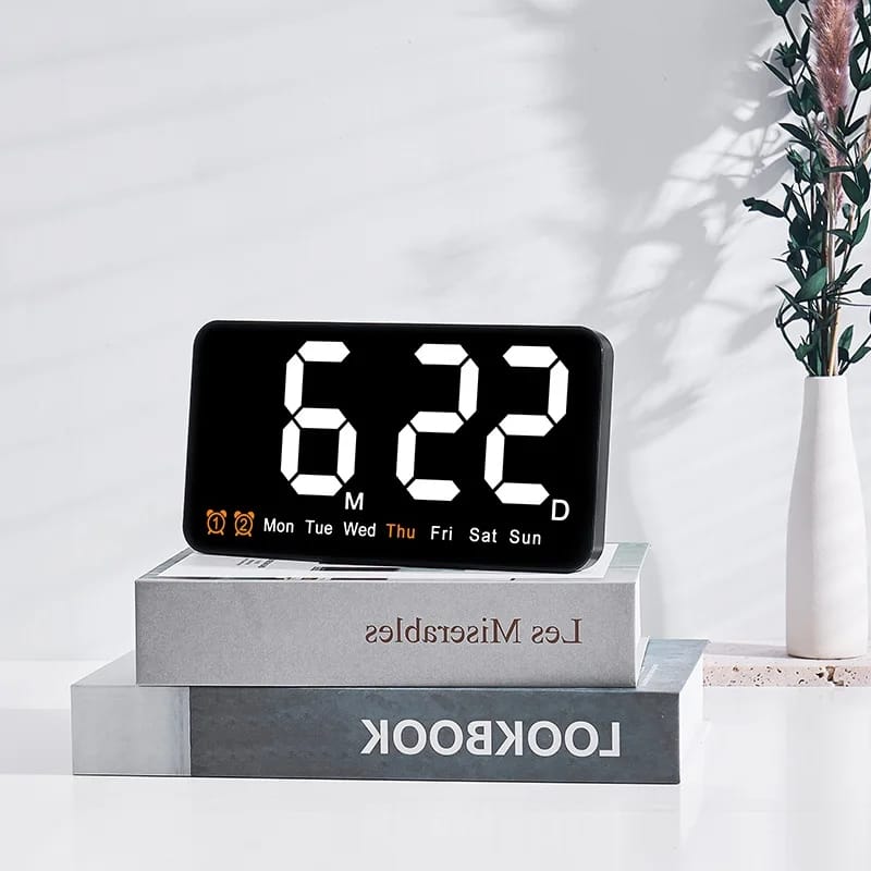 JD-6638 SOHA Jam Digital LED Jam Meja Dinding Digital LED Clock White Putih Jam Alarm Design Simple & Elegan Ukuran Pas Dengan Layar LED Besar