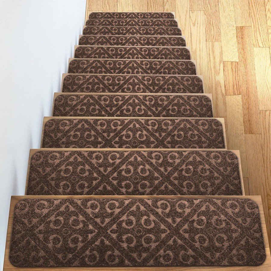 ART-065 Batik Coklat Keset Tangga Anti Licin Karpet Tangga Anti Selip Keset Anak Tangga Tidak Licin Carpet Stair Tread Mats Desain Modern