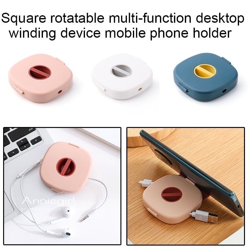 HDR-013 Pink Tempat Penyimpanan Kabel Data Bisa Holder Standing HP / Handphone  Kotak Organizer Gulungan Kabel Headset Handsfree Portable Serbaguna