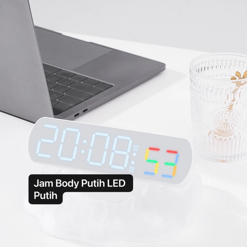 JD-6639 Putih Biru Jam Alarm Digital LED Jam Elektronik Dekorasi Ruang Tamu Kerja Kamar Tidur Timer Countdown Alarm