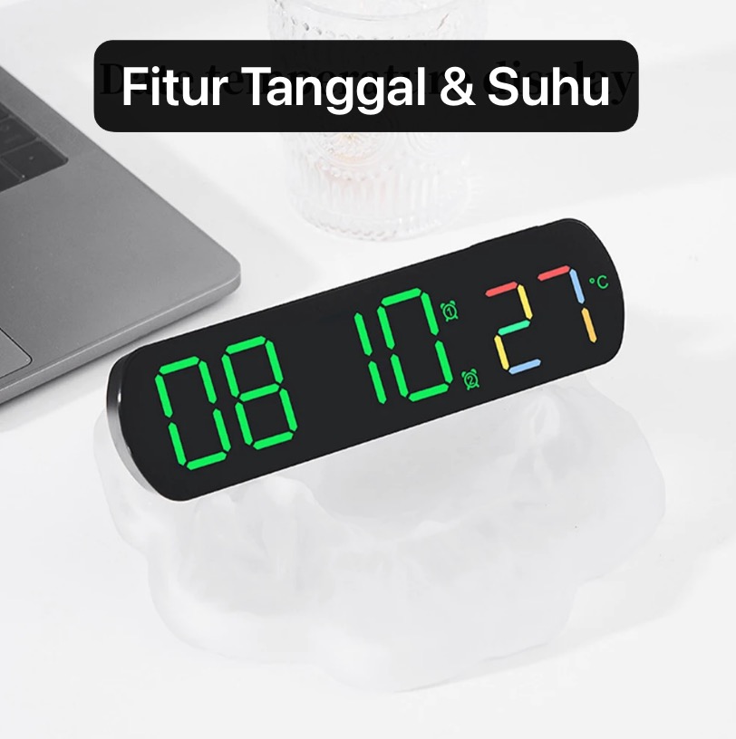 JD-6639 Hitam Hijau Putih Jam Alarm Digital LED Jam Elektronik Dekorasi Ruang Tamu Kerja Kamar Tidur Timer Countdown Alarm