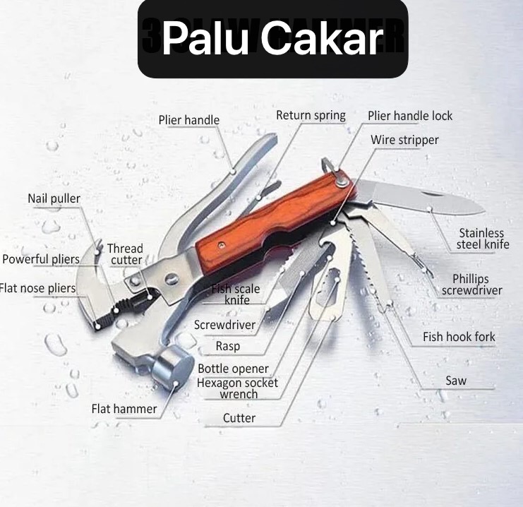 TK-28 Palu Cakar Saku Serbaguna Tang Obeng Multifungsi Plier Saw Bottle Opener Wrenc Cocok Camping Hammer