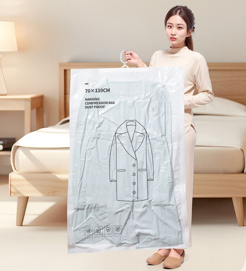 VB-07 70x110 Plastik Vakum Baju Gantung Plastic Vacuum Storage compression Bag Plastic Kantong Plastik Simpan Jas / Laundry Travel Bag Kompresi Simpan