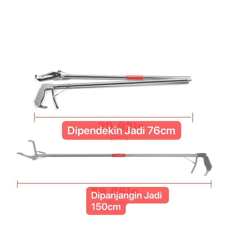 PCK-12 150cm Tongkat Penangkap Ular Alat Penjepit Sampah Snake Tongs Foldable Alat Penjepit Sampah Snake Tongs Foldable