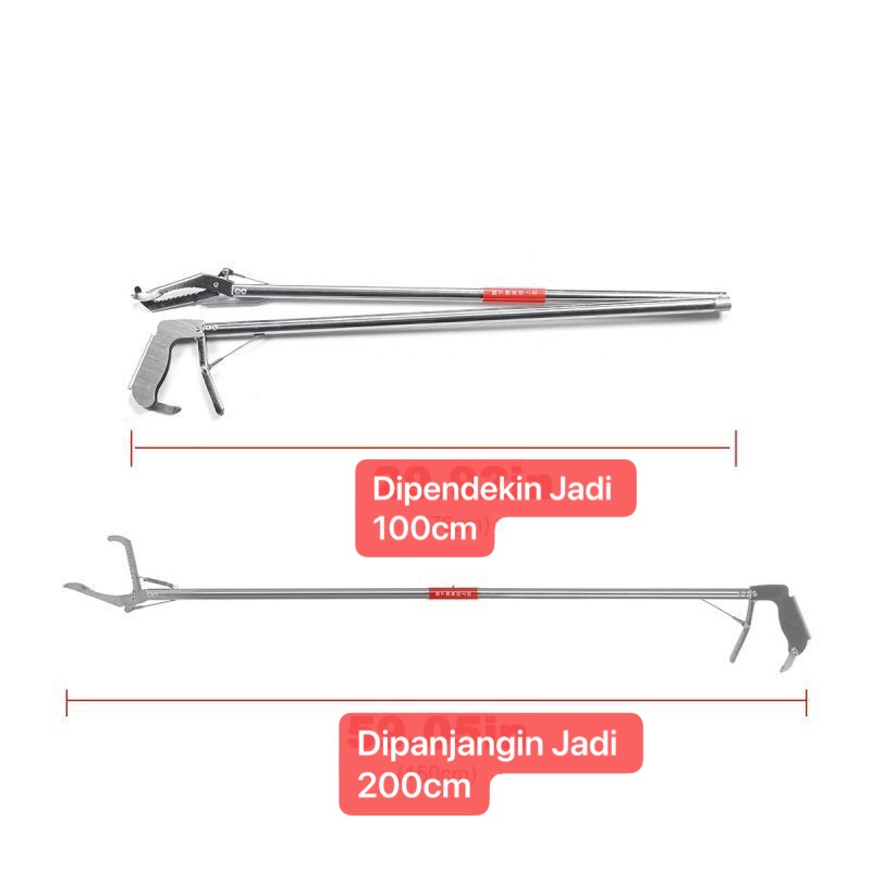 PCK-12 200cm Tongkat Penangkap Ular Alat Penjepit Sampah Snake Tongs Foldable Alat Penjepit Sampah Snake Tongs Foldable