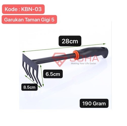 KBN-03 Garukan Alat Berkebun Kualitas Bagus Ada Sekop Tanaman Pacul Cangkul Garpu Garukan Tanah Bahan Besi Awet