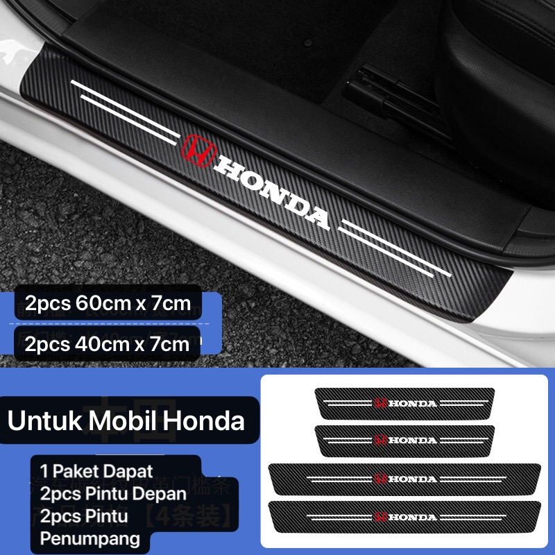 AM-75 Honda Sticker Pelindung Injakan Kaki Pintu Mobil Door Sill Plate Protect Sticker Carbon Stiker Anti Gores Injakan Pintu Mobil