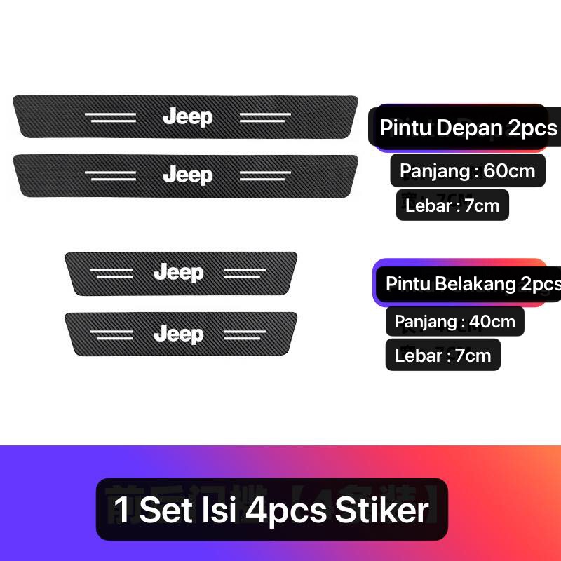 AM-75 Jeep Sticker Pelindung Injakan Kaki Pintu Mobil Door Sill Plate Protect Sticker Carbon Stiker Anti Gores Injakan Pintu Mobil