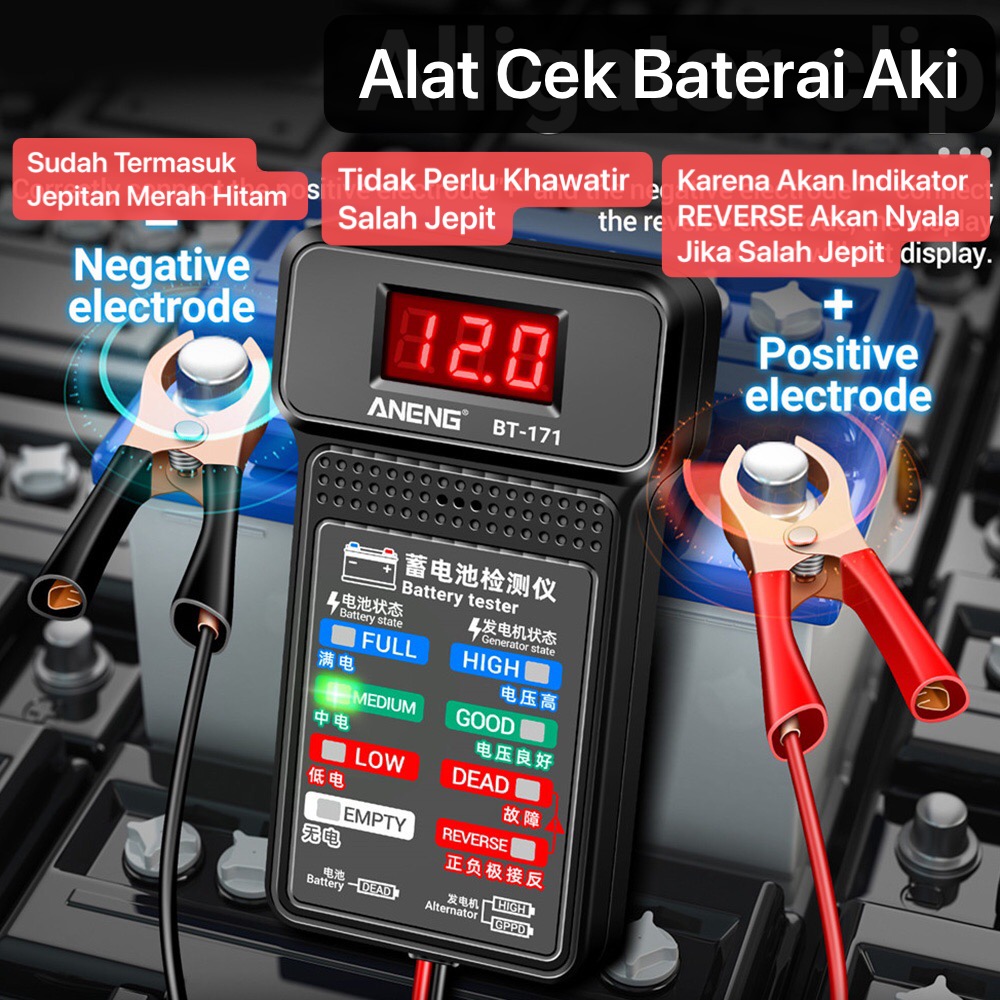 TK-29 Alat Cek Aki Mobil Test Batre Aki Motor Detektor Tes Baterai Mobil Test Aki Mobil BT-171 Battery Tester Analyzer