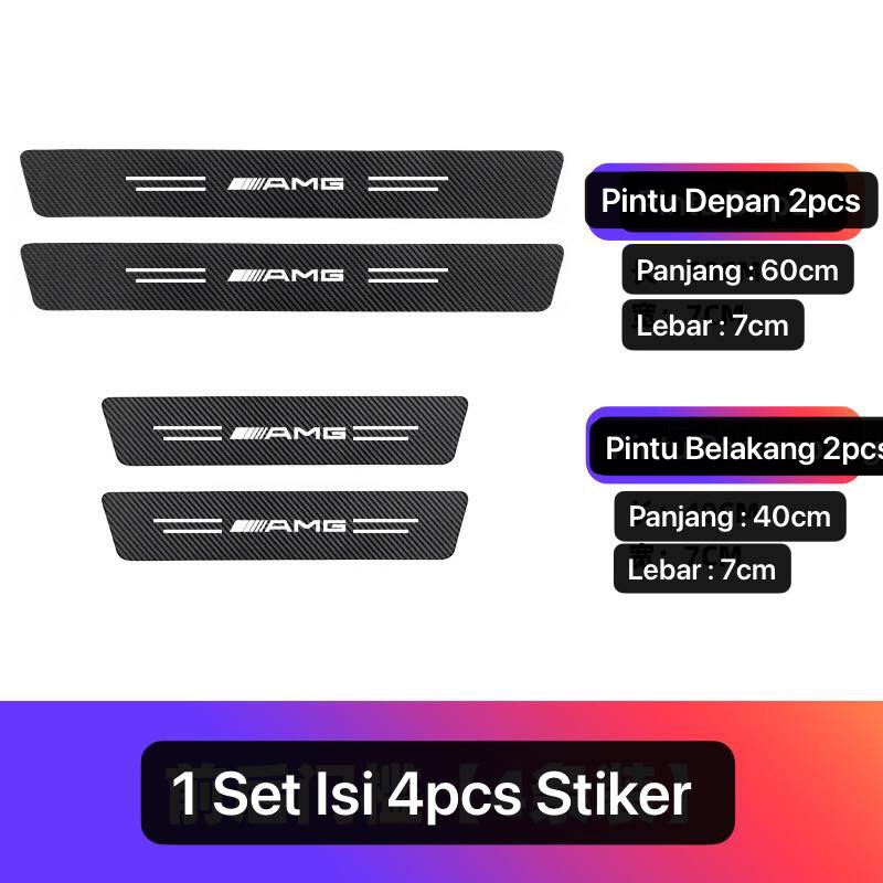 AM-75 AMG Sticker Pelindung Injakan Kaki Pintu Mobil Door Sill Plate Protect Sticker Carbon Stiker Anti Gores Injakan Pintu Mobil