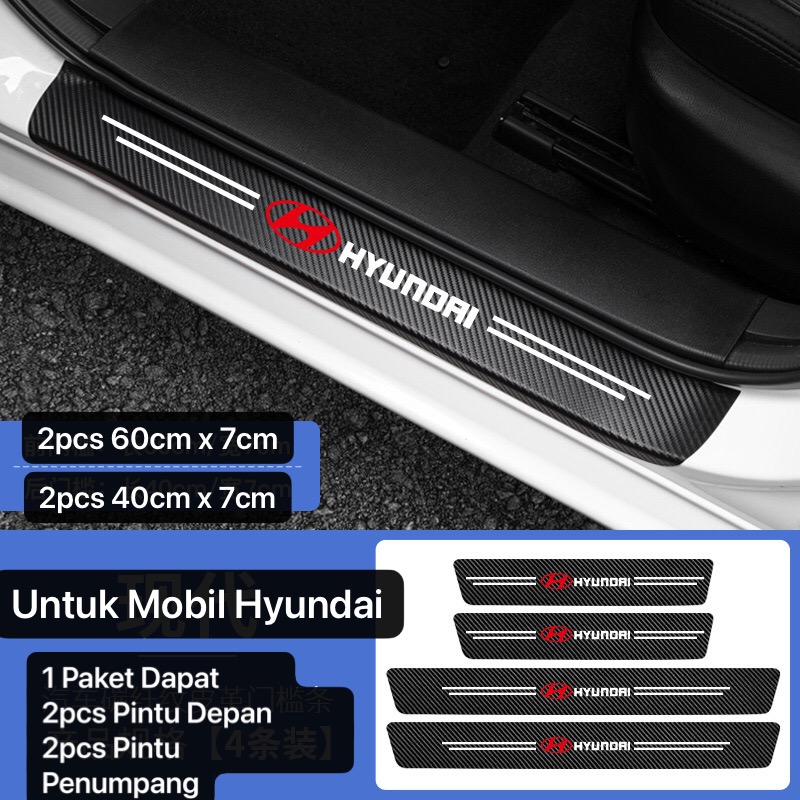 AM-75 Hyundai Sticker Pelindung Injakan Kaki Pintu Mobil Door Sill Plate Protect Sticker Carbon Stiker Anti Gores Injakan Pintu Mobil
