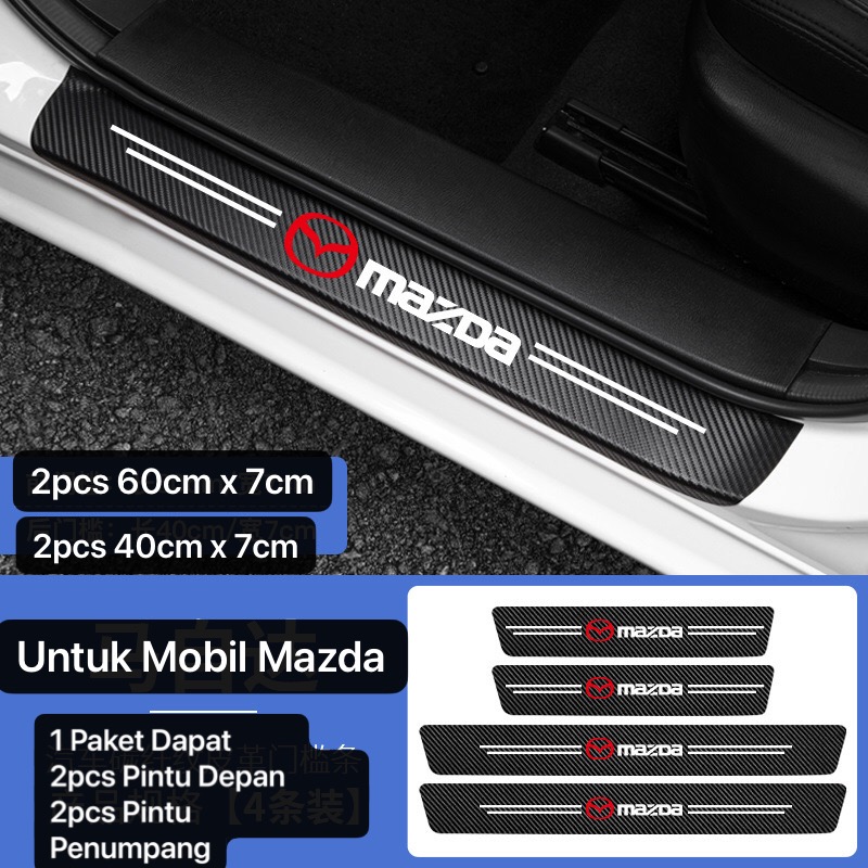 AM-75 Mazda Sticker Pelindung Injakan Kaki Pintu Mobil Door Sill Plate Protect Sticker Carbon Stiker Anti Gores Injakan Pintu Mobil