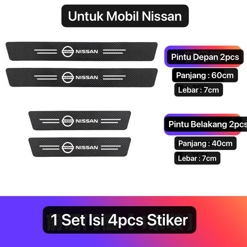 AM-75 Nissan Sticker Pelindung Injakan Kaki Pintu Mobil Door Sill Plate Protect Sticker Carbon Stiker Anti Gores Injakan Pintu Mobil